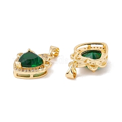 Brass Micro Pave Green Cubic Zirconia Pendants&nbsp;KK-G415-35G
