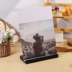 ステンレススチール製のサポートを備えた木製のビニールレコードスロットディスプレイスタンド  長方形  ステンレス鋼色  ブラック  9x20x20cm&nbsp;ODIS-WH0043-344B