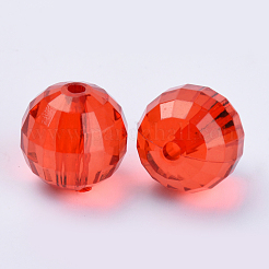 透明なアクリルビーズ  多面カット  ラウンド  レッド  21.5x21mm  穴：3.5mm  約80個/500g&nbsp;TACR-Q254-22mm-V12
