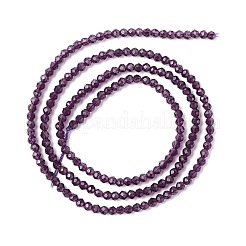 透明ガラスビーズ連売り  多面カット  ラウンド  赤ミディアム紫  2mm  穴：0.6mm  約182~201個/連  14.57~15.24インチ（（37~38.7cm）&nbsp;GLAA-C019-01A-22