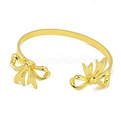 Rack Plating Bowknot Brass Cuff Bangles for Women&nbsp;BJEW-B106-25C-G