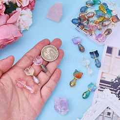 24Pcs 8 Style Glass Connector Charms&nbsp;PALLOY-CA00025
