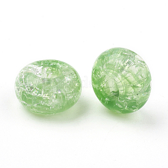 クリアクラックアクリルビーズ  大穴ビーズ  ロンデル  芝生の緑  14x8mm  穴：5.5mm  約510個/500g&nbsp;MACR-E025-30I