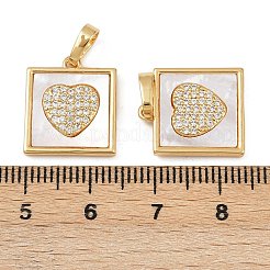 Brass Micro Pave Clear Cubic Zirconia Pendants&nbsp;KK-C109-07B-G