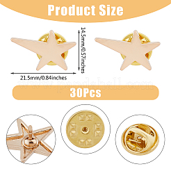 スター合金ブローチ30個  メンズシャツの襟ピン  ライトゴールド  14.5x21.5x1.5mm&nbsp;AJEW-FH0004-31A