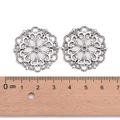 チベットスタイルフィリグリーのジョイナのリンク  無鉛の  花  アンティークシルバー  29x1mm  穴：1.2mm&nbsp;X-TIBE-A11623-AS-LF