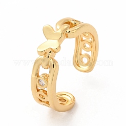 Cubic Zirconia Butterfly Open Cuff Ring&nbsp;KK-A180-32G