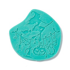 DIYの魔女の食品グレードのシリコンモールド  ディスプレイ金型  チョコレート用  キャンディ  UVレジン＆エポキシレジン ハロウィンオーナメント作り  ランダム単色またはランダム混色  107x105x6.5mm  完成：105x103x1mm&nbsp;DIY-G057-A12