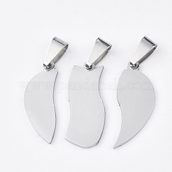 変色しにくい201ステンレススチール製スプリットペンダント  ハート  ステンレス鋼色  28x29x1mm  穴：8x4mm&nbsp;STAS-T048-43
