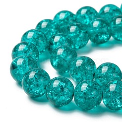 スプレープリントクラックガラスビーズ連売り  ラウンド  ミディアムシーグリーン  8mm  穴：1.3~1.6mm  31.4インチ&nbsp;CCG-Q001-8mm-15