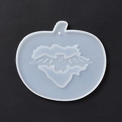 DIYペンダントシリコンモールド  レジン型  UVレジン  エポキシ樹脂工芸品作り  ハロウィンモチーフ  かぼちゃとコウモリ  ホワイト  98x111x7mm  穴：2.8mm&nbsp;DIY-E049-08