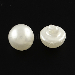 1つ穴アクリルシャンクボタン  模造パールスタイル  半円  ベージュ  12x11mm  穴：1.6mm&nbsp;X-BUTT-R034-062
