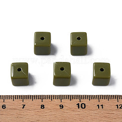 不透明なアクリルビーズ  キューブ  ダークオリーブグリーン  10.5x9.5x9.5mm  穴：2mm&nbsp;X-MACR-S373-148-A11