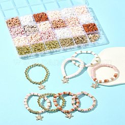 ボヘミアンスタイルのDIYディスク/フラットラウンドハンドメイドポリマークレイ＆CCBプラスチックビーズ＆合金エナメルペンダントジュエリー作成キット  ミックスカラー  6~18.5x1~3mm  穴：2~2.5mm&nbsp;DIY-FS0007-75