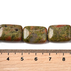天然石ユナカイトビーズ連売り  長方形  18x13x5.5mm  穴：1mm  約11個/連  7.68''~7.87''（19.5~20センチメートル）&nbsp;G-S386-A02