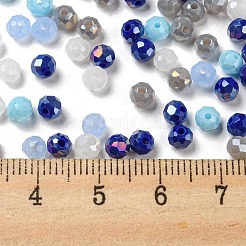 ガラスビーズ  多面カット  ロンデル  ライトブルー  4x3mm  穴：0.4mm  約6800個/500g&nbsp;EGLA-A034-LM4mm-40