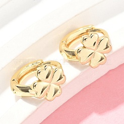 Clover Brass Hoop Earrings&nbsp;EJEW-Z102-11G