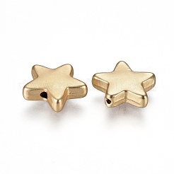 合金ビーズ  鉛フリー＆ニッケルフリー＆カドミウムフリー  スター  マットゴールドカラー  12.5x14x4mm  穴：1.5mm&nbsp;TIBEB-A004-018MG-NR