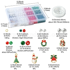 クリスマステーマのDIYアクリル＆プラスチック＆ガラスシードビーズブレスレットキット  ミックスカラー  8mm  穴：1.5mm  2色  25個/カラー  50pc&nbsp;DIY-FS0006-55