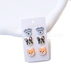 女性用ベーキングペイントアクリル犬スタッドピアス  ミックスカラー  18x16mm  3のペア/セット&nbsp;PW-WG92DC8-01