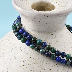 Natural Chrysocolla and Lapis Lazuli(Dyed) Round Bead Stretch Bracelets&nbsp;BJEW-L594-B04