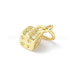 スターリングシルバーのダイスチャーム925個  丸カン付き  ゴールドカラー  9.5x5.5x4.5mm  穴：3.5mm&nbsp;STER-M093-02G