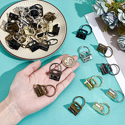 30Pcs 5 Colors Iron Ribbon Ends with Keychain Split Ring&nbsp;IFIN-GF0001-66