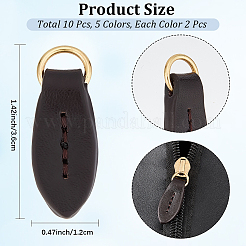 10Pcs 5 Colors Cattlehide Zipper Heads&nbsp;PURS-CL0001-19A