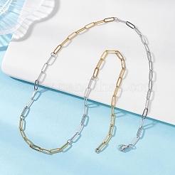 4MM Two Tone 304 Stainless Steel Paperclip Chain Necklaces&nbsp;NJEW-JN05621