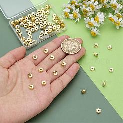 合金スペーサービーズ100個。  フラットラウンド  ゴールドカラー  6x2.5mm  穴：1.8mm  100個/セット&nbsp;FIND-PH0025-37