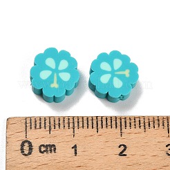 手作り樹脂粘土ビーズ  花  グリーン  10~10.5x10~11x4.5mm  穴：1.6mm&nbsp;CLAY-I013-01D