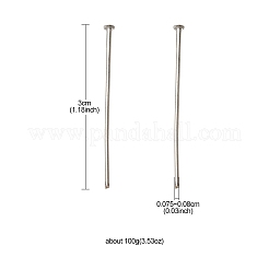 鉄平頭ピン  ジュエリー作りパーツ  プラチナ  20ゲージ  30x0.8mm  ヘッド：2mm&nbsp;IFIN-YW0001-42A