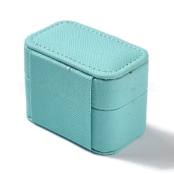 長方形 PUレザー ジュエリー リング 収納ボックス  旅行用ポータブル4リングケース  ターコイズ  3.8x6.4x4.75cm&nbsp;CON-K002-06C