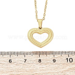 中空ハート 304 ステンレススチール ペンダントネックレス  イオンプレーティング（ip）  18KGP本金メッキ  18.11インチ（46cm）&nbsp;NJEW-M096-13G
