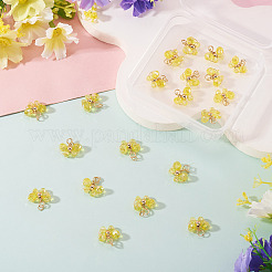 20個のガラスペンダント  蝶  304ステンレススチール製丸カン付き  多面カット  きいろ  17x15.4mm&nbsp;PALLOY-TAC0213