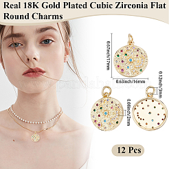 12Pcs Brass Micro Pave Colorful Cubic Zirconia Pendants&nbsp;ZIRC-BBC0003-45
