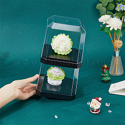 透明なプラスチックのミニフィギュアのディスプレイケース  模型用防塵ケース  ビルディングブロック  人形ディスプレイホルダー  正方形  ブラック  完成品：12.3x12.3x12.3cm&nbsp;ODIS-WH0043-69B-01