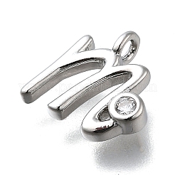 Brass Micro Pave Cubic Zirconia Pendants&nbsp;KK-B132-12P-M