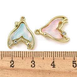 UVメッキ合金樹脂ペンダント  鉛フリー＆カドミウムフリー  魚尾  ゴールドカラー  ミックスカラー  17x13.5x4mm  穴：1.5mm&nbsp;FIND-M033-01