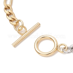 2Pcs 304 Stainless Steel Two Tone Figaro Chain Bracelets&nbsp;BJEW-JB13017