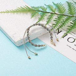 調節可能なポリエステル編みひもブレスレット作り  真鍮ビーズと304ステンレススチールの丸カン付き  ゴールドカラー  カラフル  一本チェーンの長さ：約5-1/2インチ（14cm）&nbsp;AJEW-JB00848-08