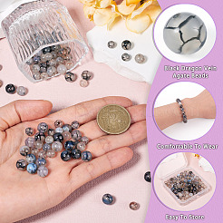2 連売り 2 スタイル 天然龍脈瑪瑙ビーズ 連売り  染め  ラウンド  グレー  6~8mm  穴：1mm  47~63個/連  14.5~15インチ/連  1連/スタイル&nbsp;G-TA0002-45