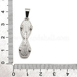 304ステンレスペンダント  スケートボードの魅力  変色防止  ステンレス鋼色  31x9x5mm  穴：3x7mm&nbsp;STAS-B086-03P