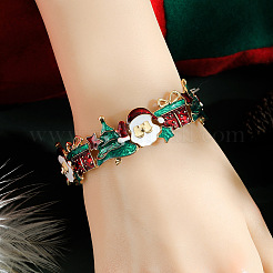 クリスマステーマの合金エナメルバングル（女性用）  カラフル  内径：2-1/4インチ（5.8cm）&nbsp;WG4C6FF-03