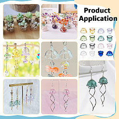 透明ガラスビーズキャップ  マルチ花弁花  風鈴作りに  ミックスカラー  17.5~19x8~15.5mm  穴：2~3mm&nbsp;GLAA-NB0001-78