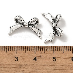 チベット風合金ビーズ  カドミウムフリー＆鉛フリー  蝶結び  アンティークシルバー  11x18x3mm  穴：1.6mm&nbsp;X-PALLOY-P302-07C-AS