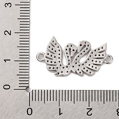 Rack Plating Brass Micro Pave Cubic Zirconia Couple Swan Connector Charms&nbsp;KK-Z070-13P