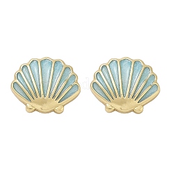 Brass Enamel Stud Earrings&nbsp;EJEW-R032-07G-02