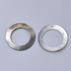 ブラックリップシェルペンダント  リング  グレー  30x0.6~2mm  穴：1.2mm&nbsp;SSHEL-S251-30