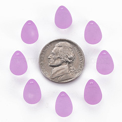 透明なアクリルパーツ  艶消し  ティアドロップ  ミディアム蘭  13x8.5mm  穴：1.6mm  約1000個/500g&nbsp;MACR-S373-67-M01